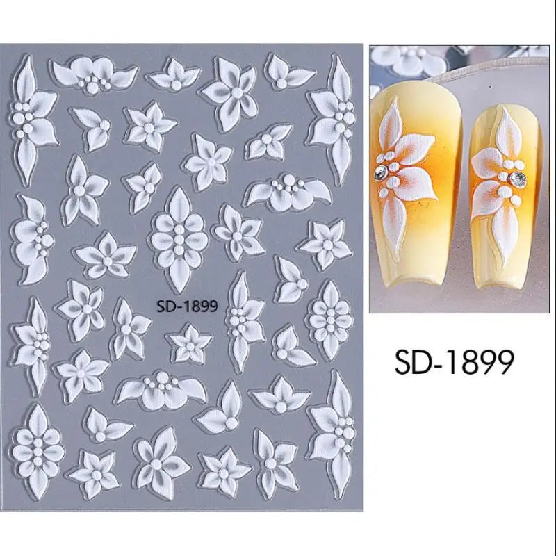 5D Embossed Flower Nail Stickers – Floral Petal Designs Nail Art Stickers Qst N1