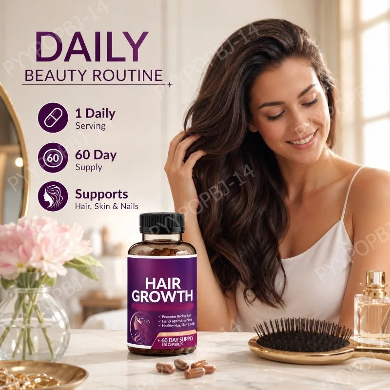 Hair Growth Vitamins – Biotin & Collagen, 120 Capsules Hair Growth Supplement Qst