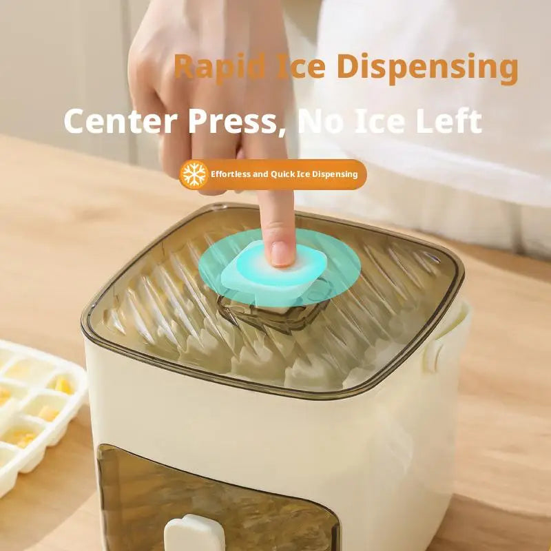 Ice Cube Tray with Lid, Bin & Tongs – 48-Cube Easy Release Ice Cube Tray Set Qme