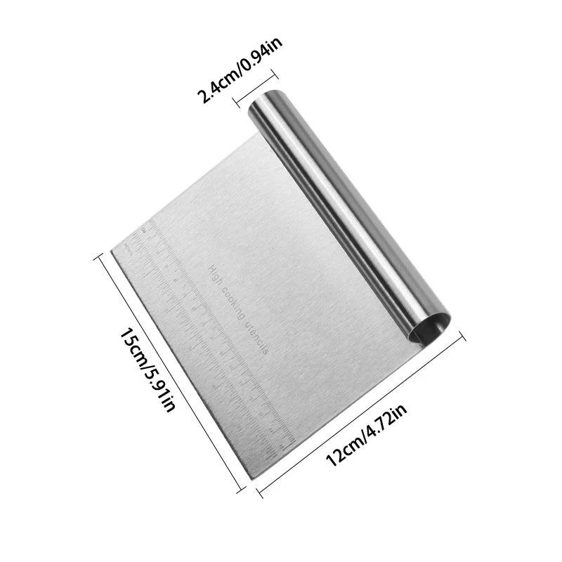Stainless Steel Dough Scraper & Flour Cutter with Scale – 3 Sizes Dough Scraper Qst 15cm