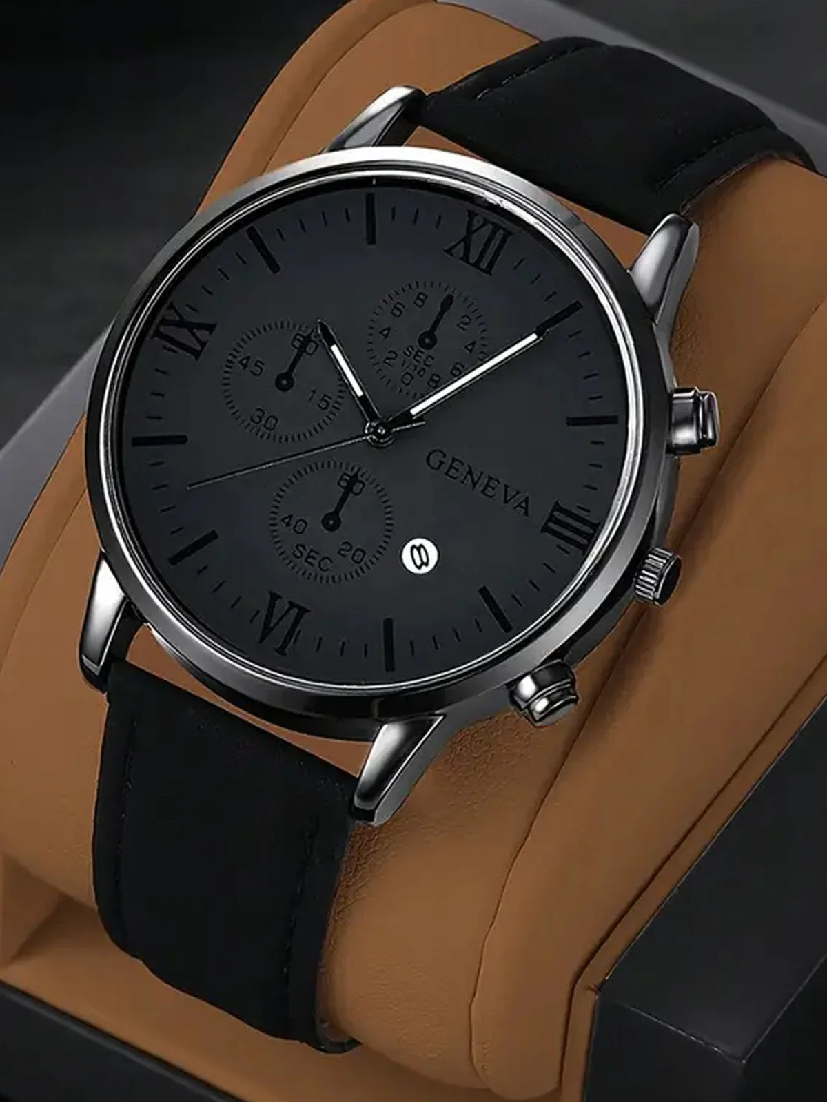 Men's Business Casual Quartz Analog Leather Watch | Calendar Men's Quartz Watch Qme
