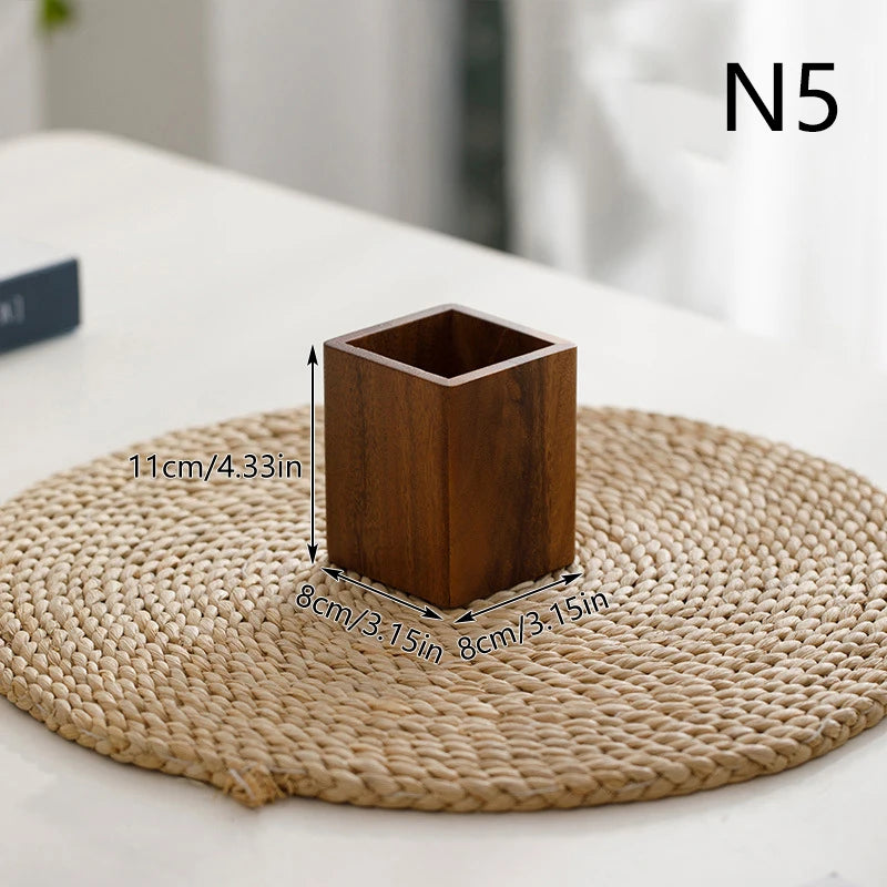 Black Walnut Wood Pen Holder – Polished Desk Organizer Wood Pen Holder Qst 5