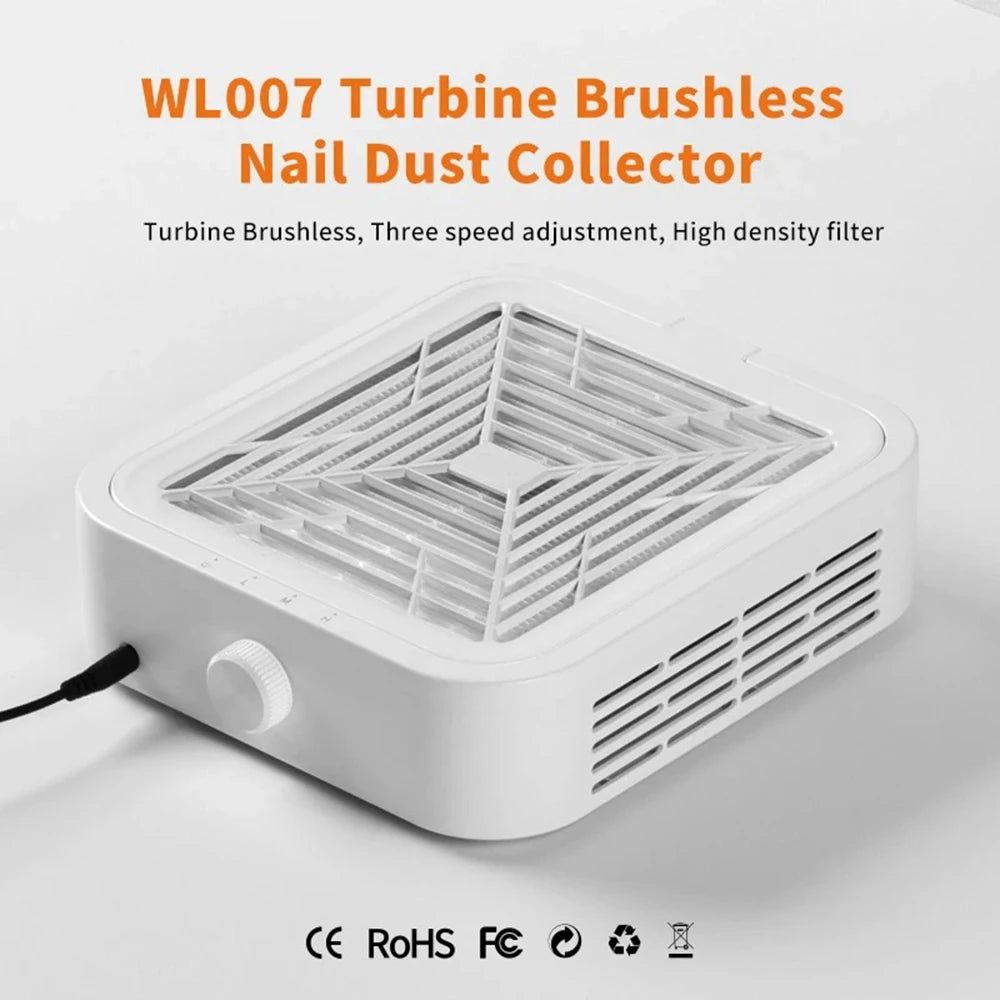 120W Brushless Nail Dust Collector Vacuum – 3-Speed, 2 Filters Nail Dust Collector Qst