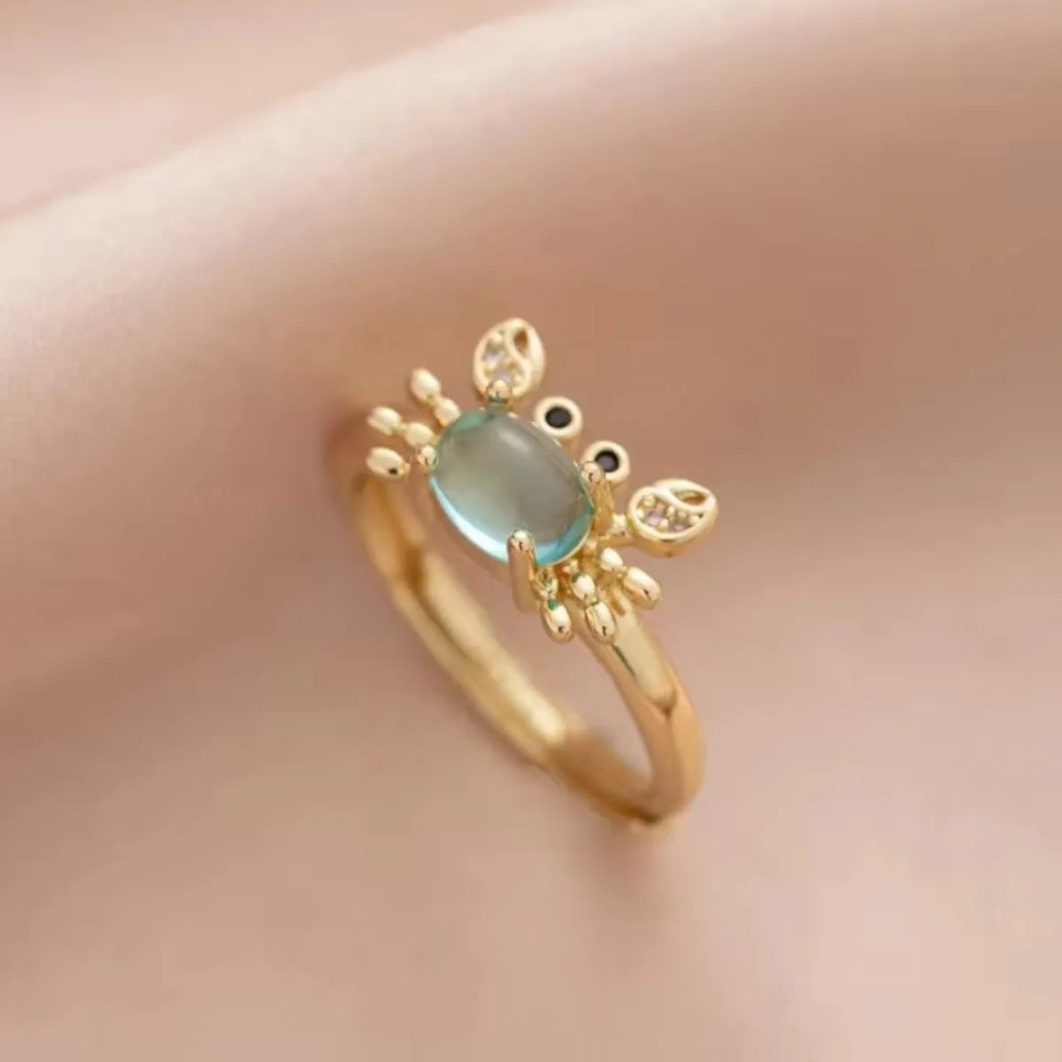 Mini Crab Charm Ring for Women | Cute Personalized Jewelry Charm Ring Qme