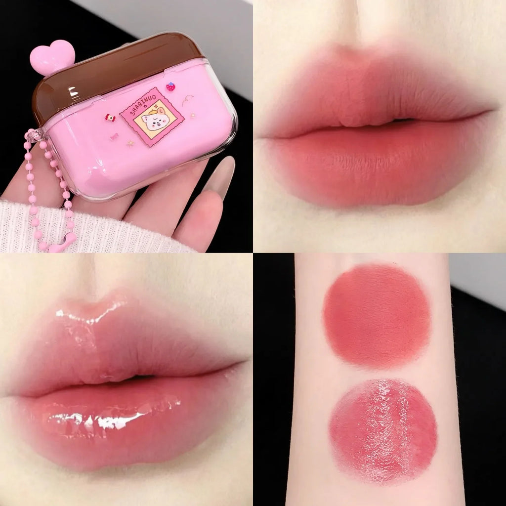 SHAQINUO Velvet Matte & Water Gloss Lip Glaze 2-Pack Lip Glaze Set Qme S9150-6