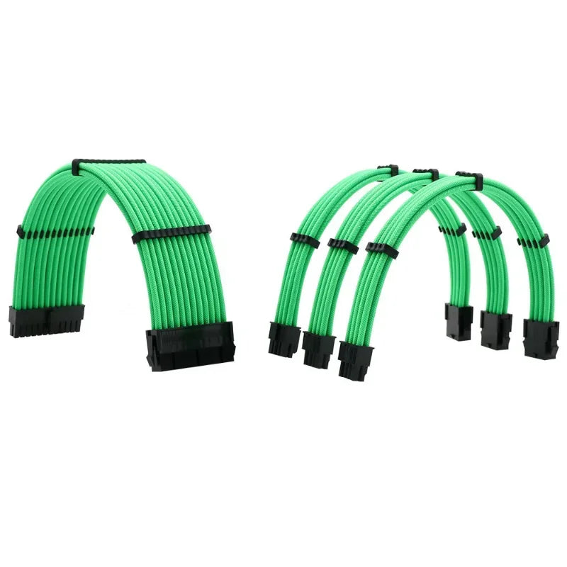 Sleeved PSU Extension Cable 18AWG ATX 24-Pin VGA CPU Kit PSU Extension Cable Qme