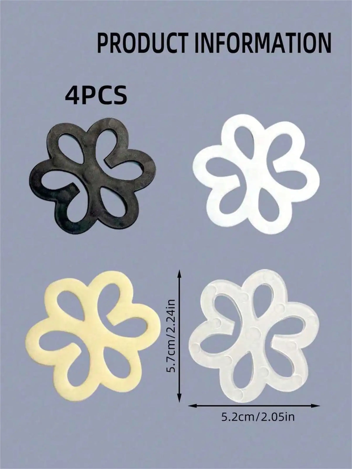 4-Pack Invisible Bra Buckles – Flower, Heart & Butterfly Bra Accessories Qme 4pcs M
