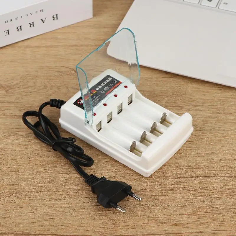 4-Slot AA AAA Battery Charger – Independent Slots, EU & US Plug Battery Charger Qme
