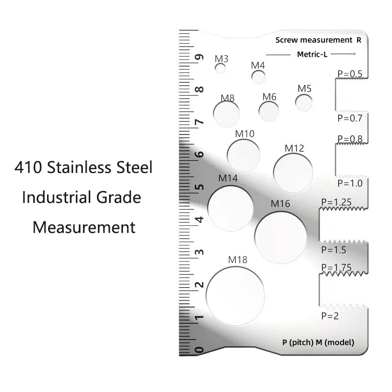 Stainless Steel Screw Thread Caliper – Pitch, Length & Diameter Gauge Thread Pitch Gauge Qst