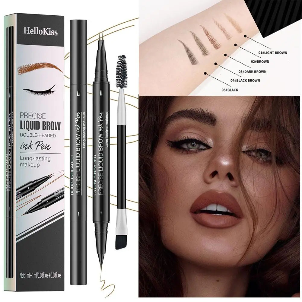 2-in-1 Waterproof Eyebrow Pencil & Liquid Curved Pen Eyebrow Pencil Qme