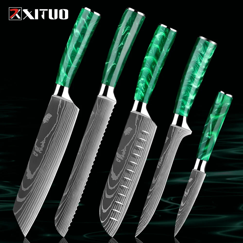 XITUO Chef Knife Set 1-8 Piece High Carbon Steel Kitchen Knives Kitchen Knife Set Qst 5PCS Knife