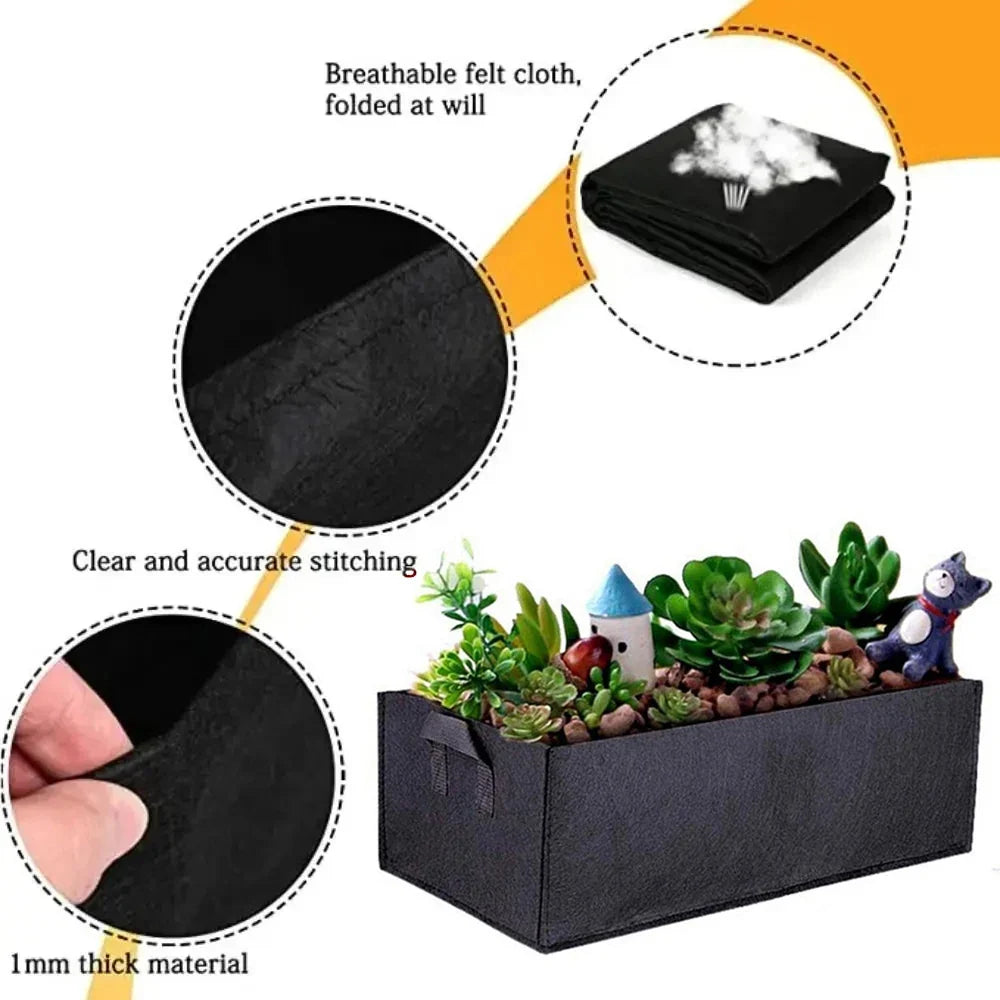Square Felt Grow Bag | Non-Woven Breathable Plant Growth Bucket Felt Grow Bag Qme