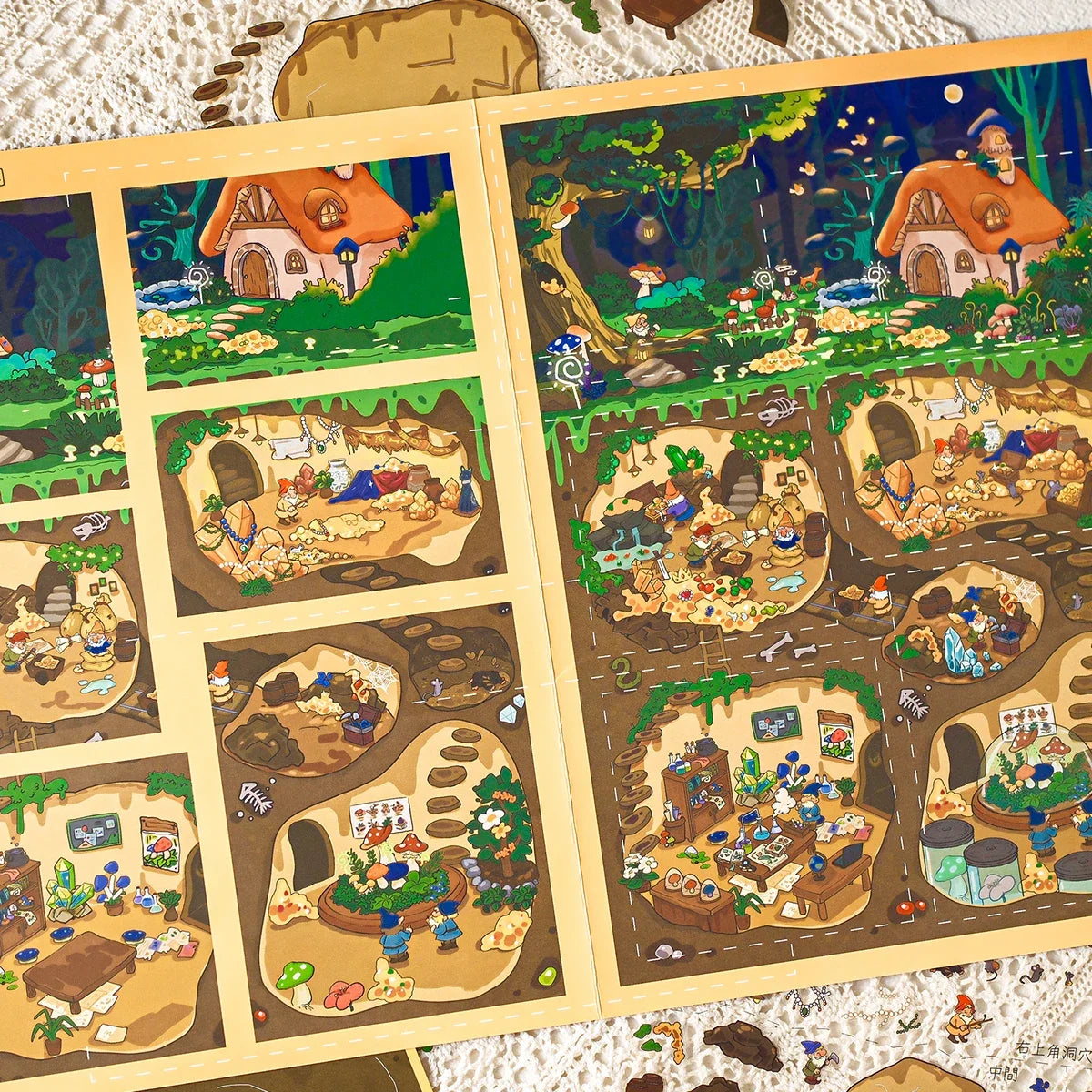 Kawaii 3D Landscaping Stickers Cartoon Miniature Scene 3D Craft Stickers Qme