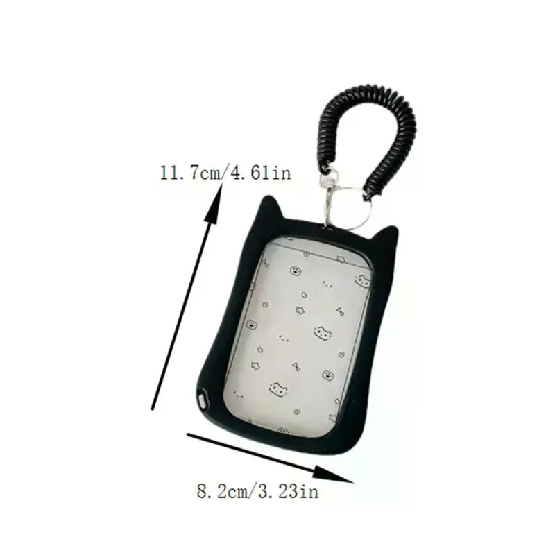 Cute Cat Photocard Holder with Elastic Rope | Idol Card Display Photocard Holder Keychain Qme
