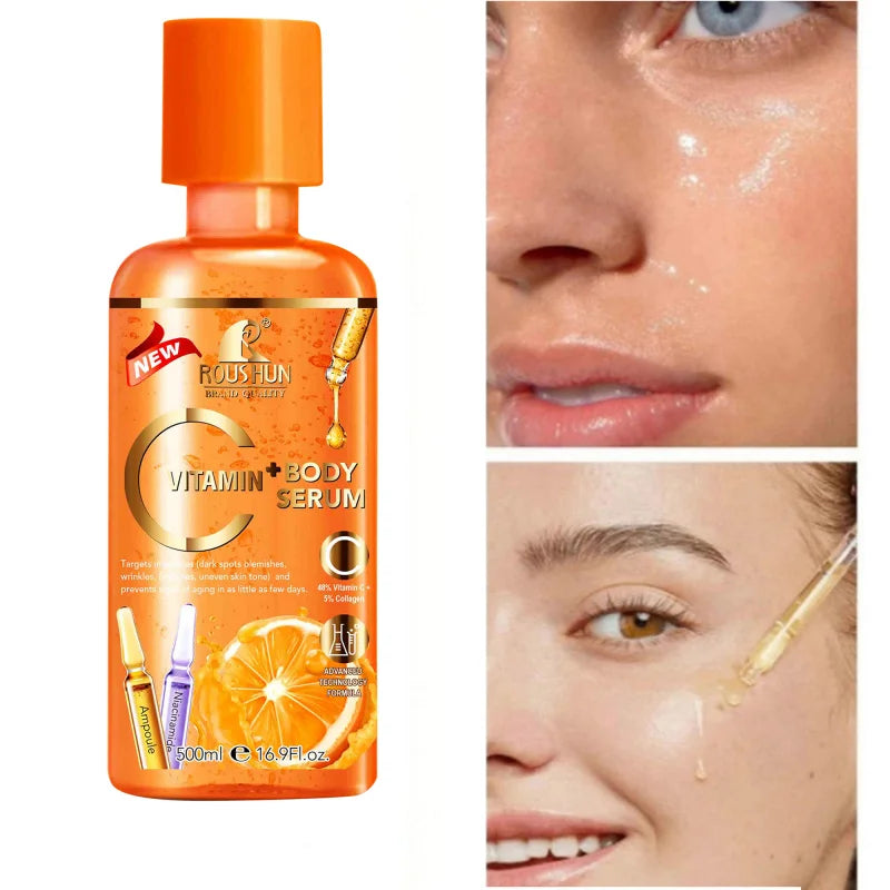 ROUSHUN 500ml Vitamin C Body Serum – Moisturizing Essence Body Serum Qst