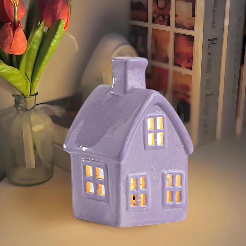 Light-Up White Ceramic Village House Winter Decor Light-Up Ceramic Decor Qme