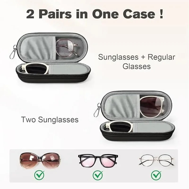 Double Eyeglasses Case – Dual Glasses & Sunglasses Organizer Eyeglasses Organizer Case Qme