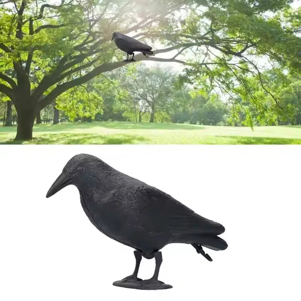 Realistic Crow Garden Ornament with Footpost | Resin Statue Garden Bird Statue Qme