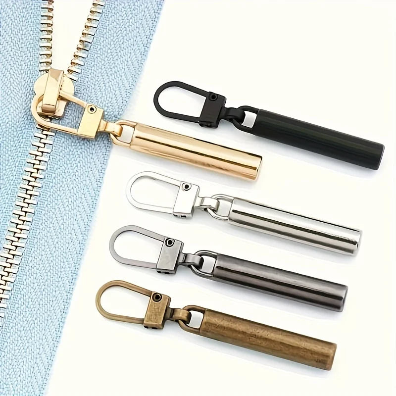 5-Piece Cylinder Metal Zipper Pulls – Black & Gold Alloy Set Zipper Pulls Qme