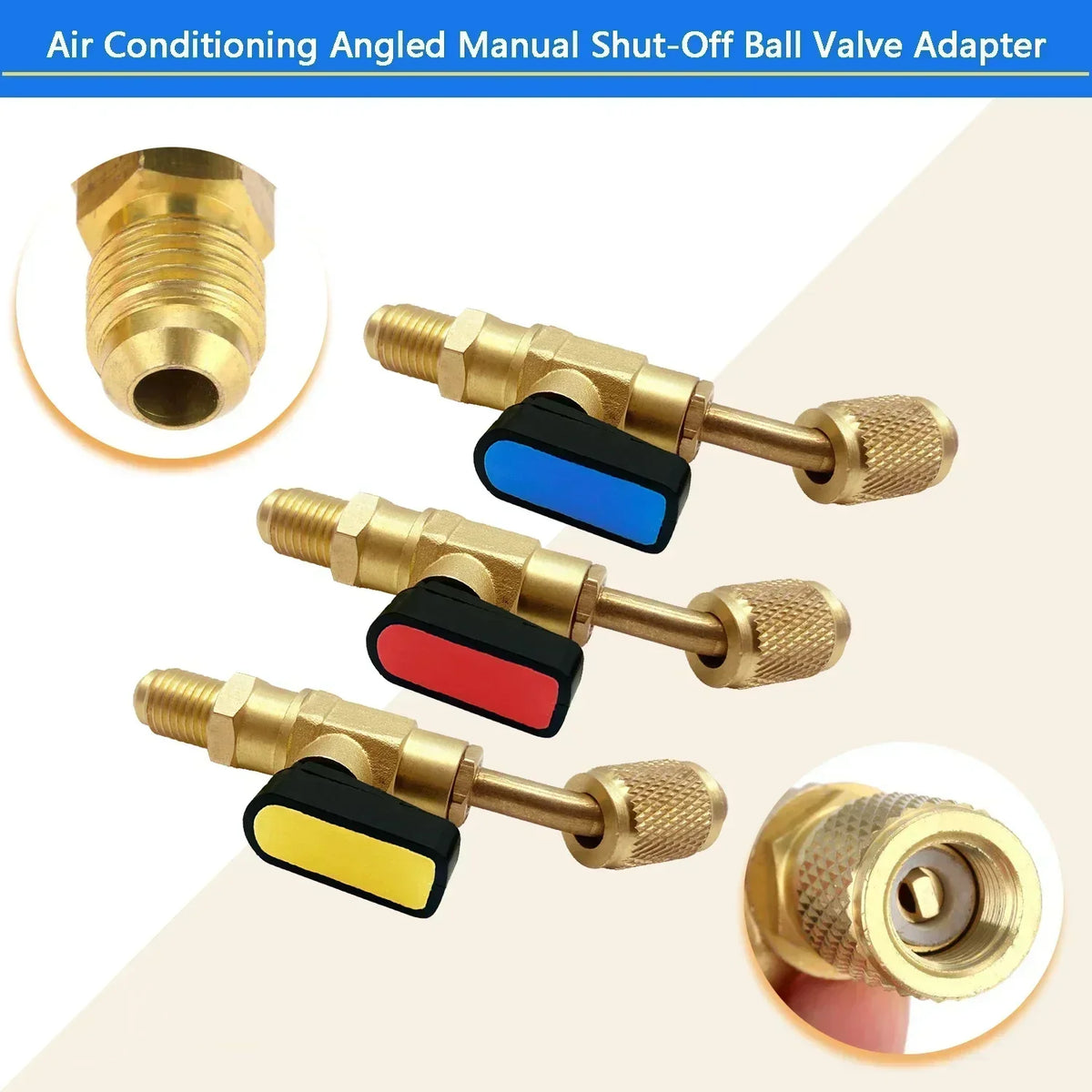 Refrigerant Angled Shut-Off Ball Valve Adapter 1/4" SAE R22 R12 R410a Refrigerant Valve Adapter Qme