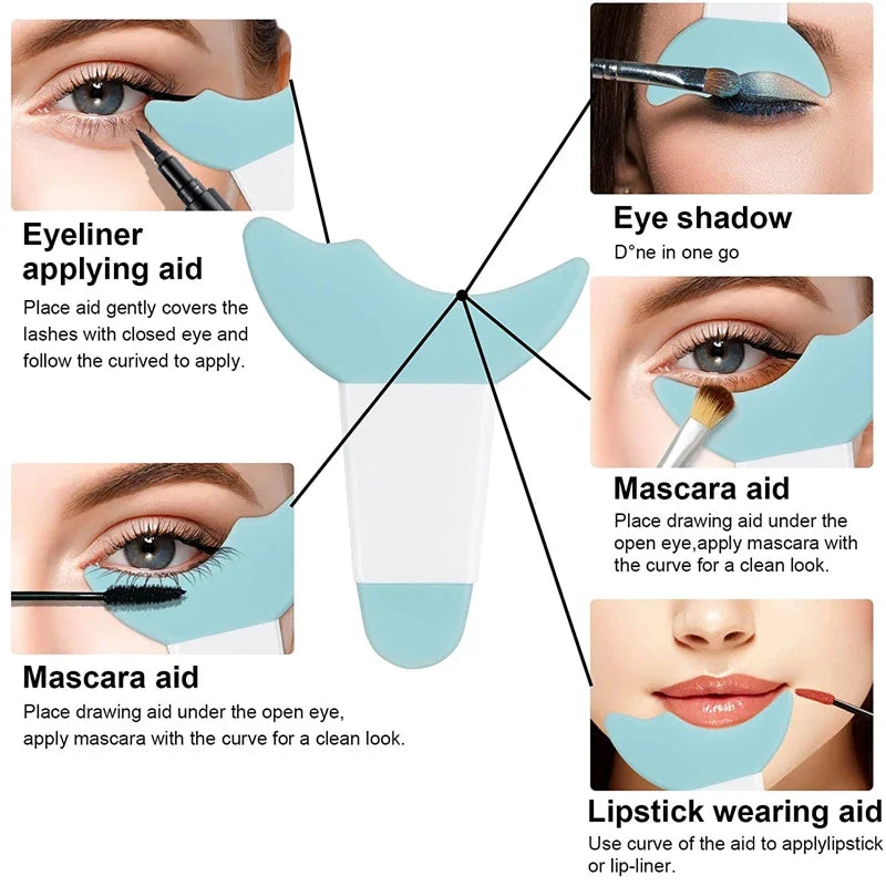 Silicone Eyeliner Stencils – Wing Liner, Mascara & Lip Guide Makeup Stencil Set Qme