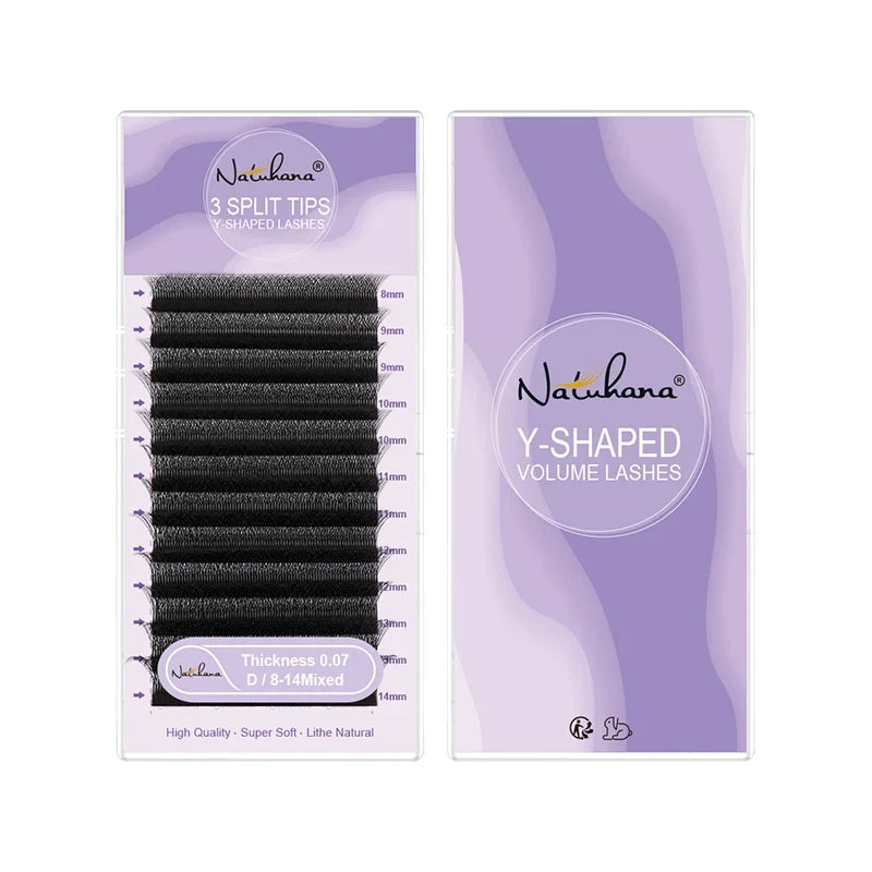 NATUHANA Y-Shaped Split Tip Eyelash Extensions – Volume Fans Eyelash Extensions Qme