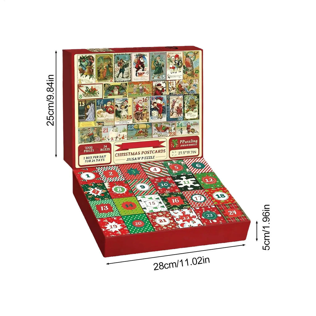 Christmas Advent Calendar 2025 – 24-Day Jigsaw Puzzle Countdown Advent Puzzle Calendar Qme