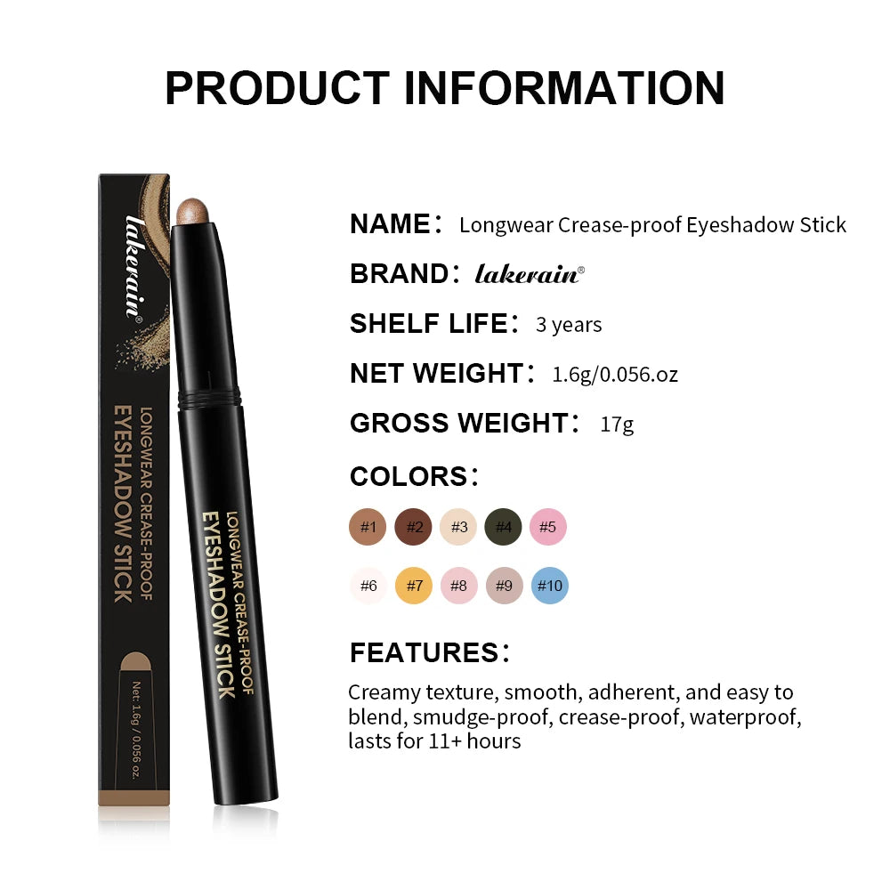 10-Color Longwear Eyeshadow Pencil – Shimmer, Matte & Glitter Eyeshadow Pencil Qst