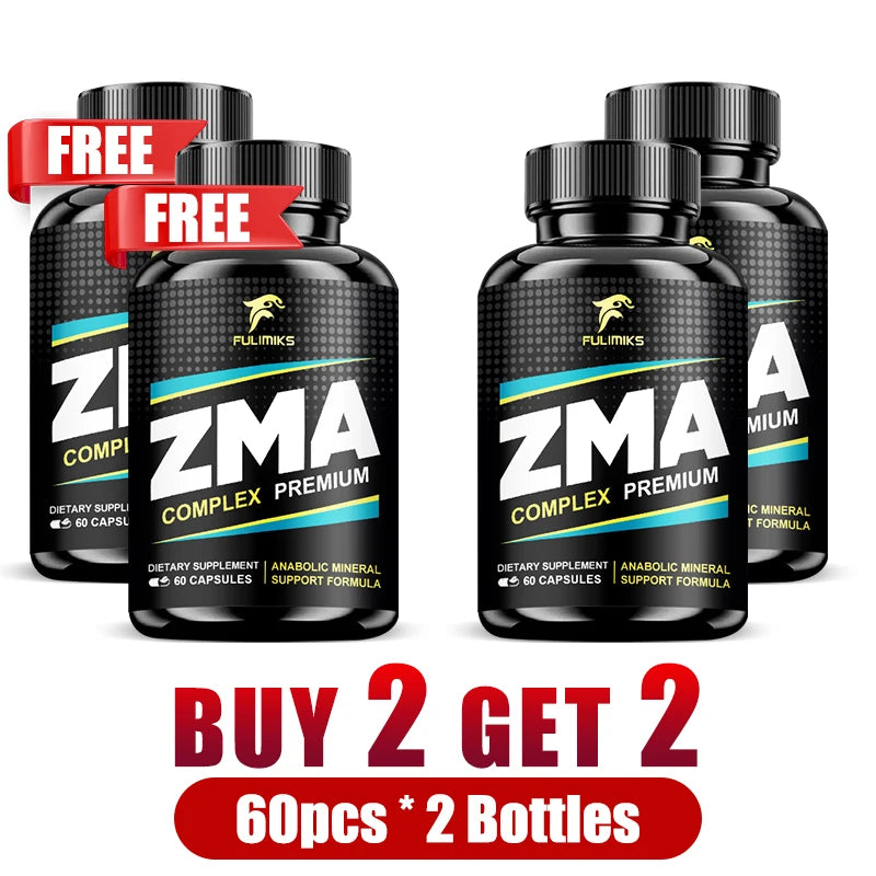 ZMA Supplement Capsules – Zinc, Magnesium & Vitamin B6 120ct Mineral Supplement Qst 4 Bottles-60pcs