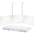 360° Trifold Travel Makeup Mirror with Adjustable Hook Trifold Vanity Mirror Qst WHITE