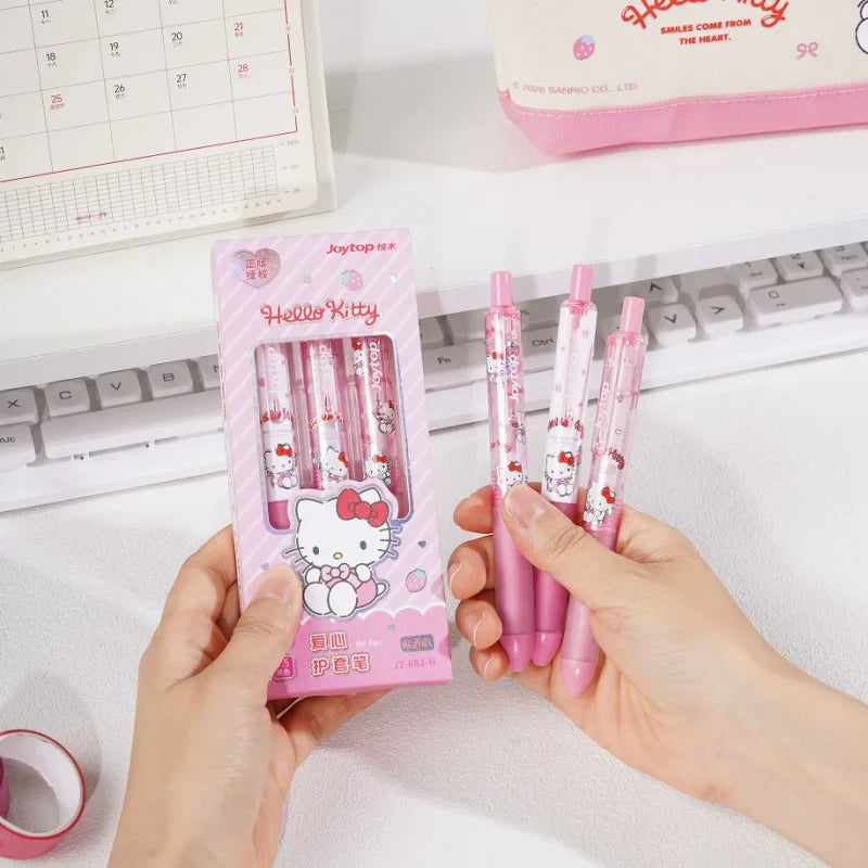 Hello Kitty Push-Button Ballpoint Pen | 4 Colors, Quick-Dry Ballpoint Pen Qme