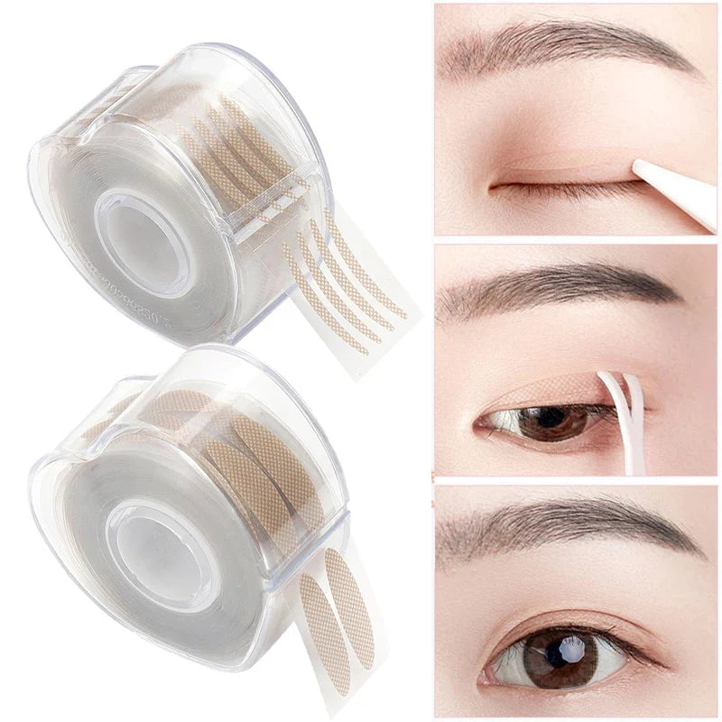 Double Fold Eyelid Tape Stickers – Clear & Beige S & L 600 Pcs Eyelid Tape Stickers Qme