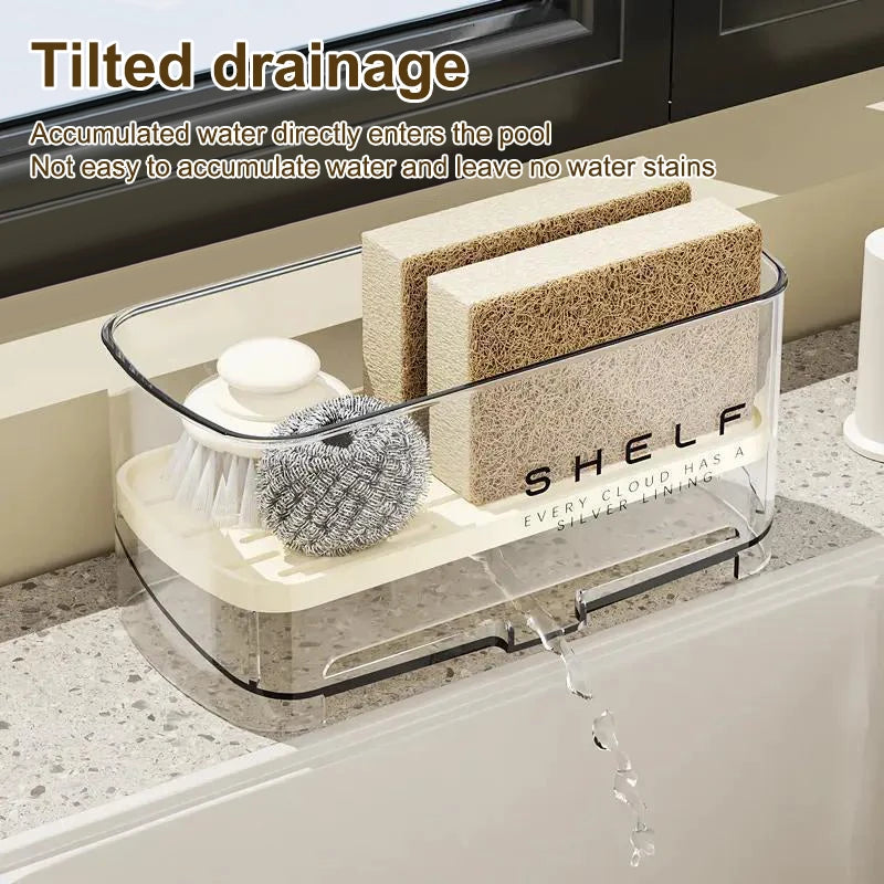 Wall-Mounted Sink Organizer Rack with Drain – Kitchen Storage Sink Organizer Rack Qst