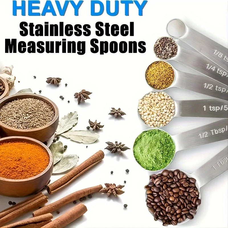 Stainless Steel Measuring Spoon & Cup Set – Metric & Imperial Measuring Spoon Set Qme