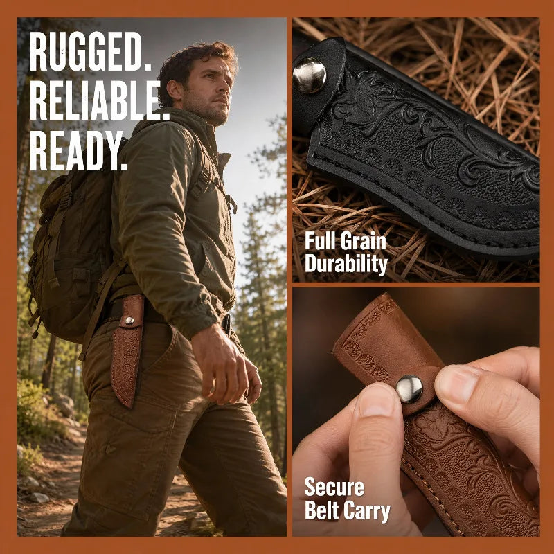 Swayboo Cowhide Leather Fixed Blade Knife Sheath | Outdoor Carry Leather Knife Sheath Qst