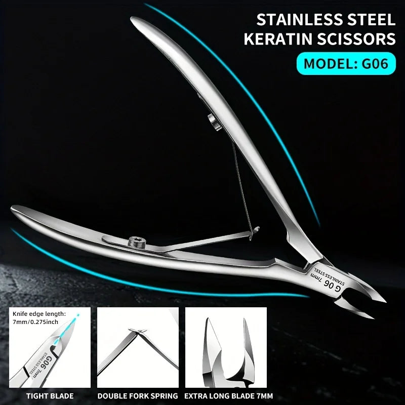 Professional Stainless Steel Cuticle Trimmer – Dual Spring Blade Cuticle Trimmer Qme