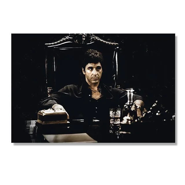 Scarface Tony Montana Canvas Wall Art – Movie Poster Print Canvas Wall Art Qst P1 40x60cm Unframed