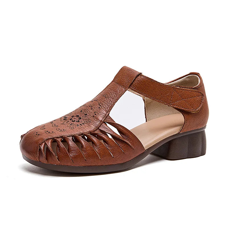 Women's Vintage Roman Gladiator Sandals – Closed Toe Flat Gladiator Sandals Qst 1276 Brown 38
