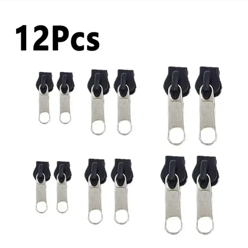 Universal Zipper Repair Kit – Replacement Zip Sliders | 9 Colors Zipper Repair Kit Qme 12pcs semi black
