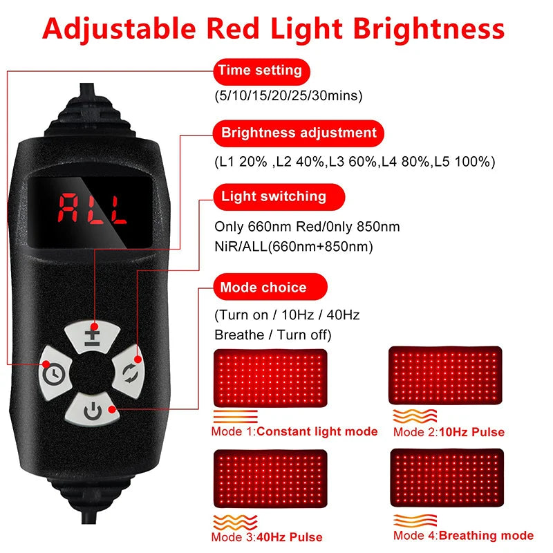 360 LED Red Light Therapy Belt 660nm 850nm Infrared Heating Pad Red Light Therapy Belt Qst