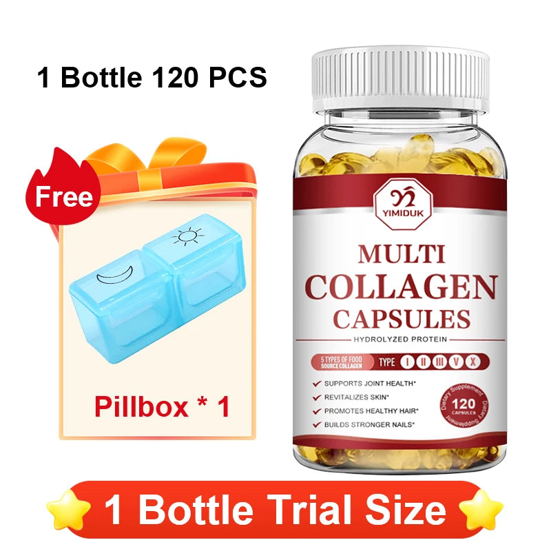 YIMIDUK Multi Collagen Peptides 1500mg – Skin, Hair & Nails Collagen Supplement Qst 120pcs - Trial