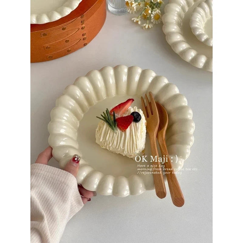 Elegant Porcelain Dinner Plate | Round Flat Ceramic | 4 Colors Ceramic Dinner Plate Qme