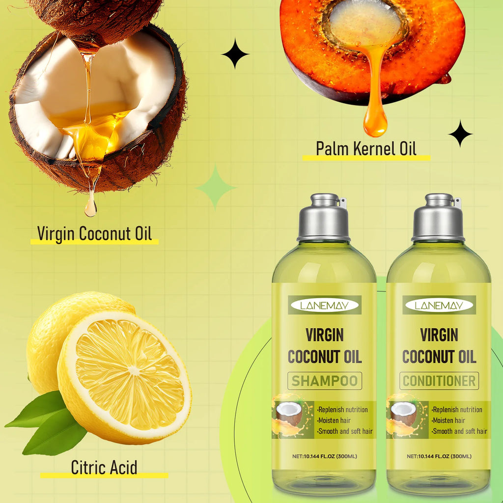 Lanemay Virgin Coconut Oil Shampoo & Conditioner Set Shampoo & Conditioner Set Qst