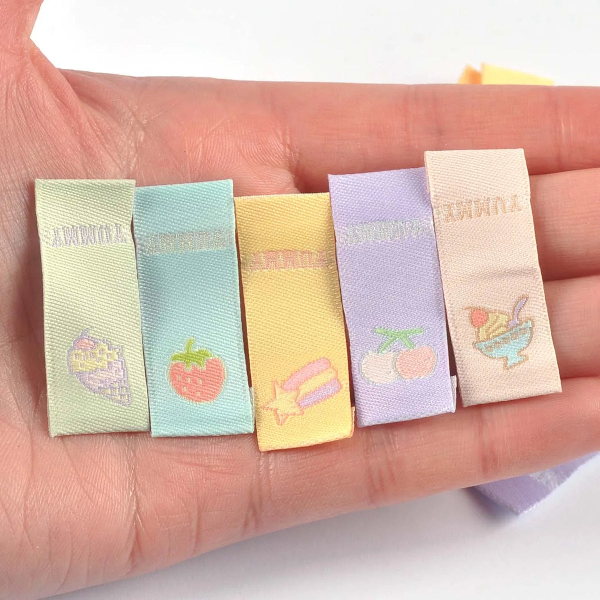 Embroidered Strawberry Ice Cream Cloth Labels for Sewing Embroidered Sewing Labels Qme