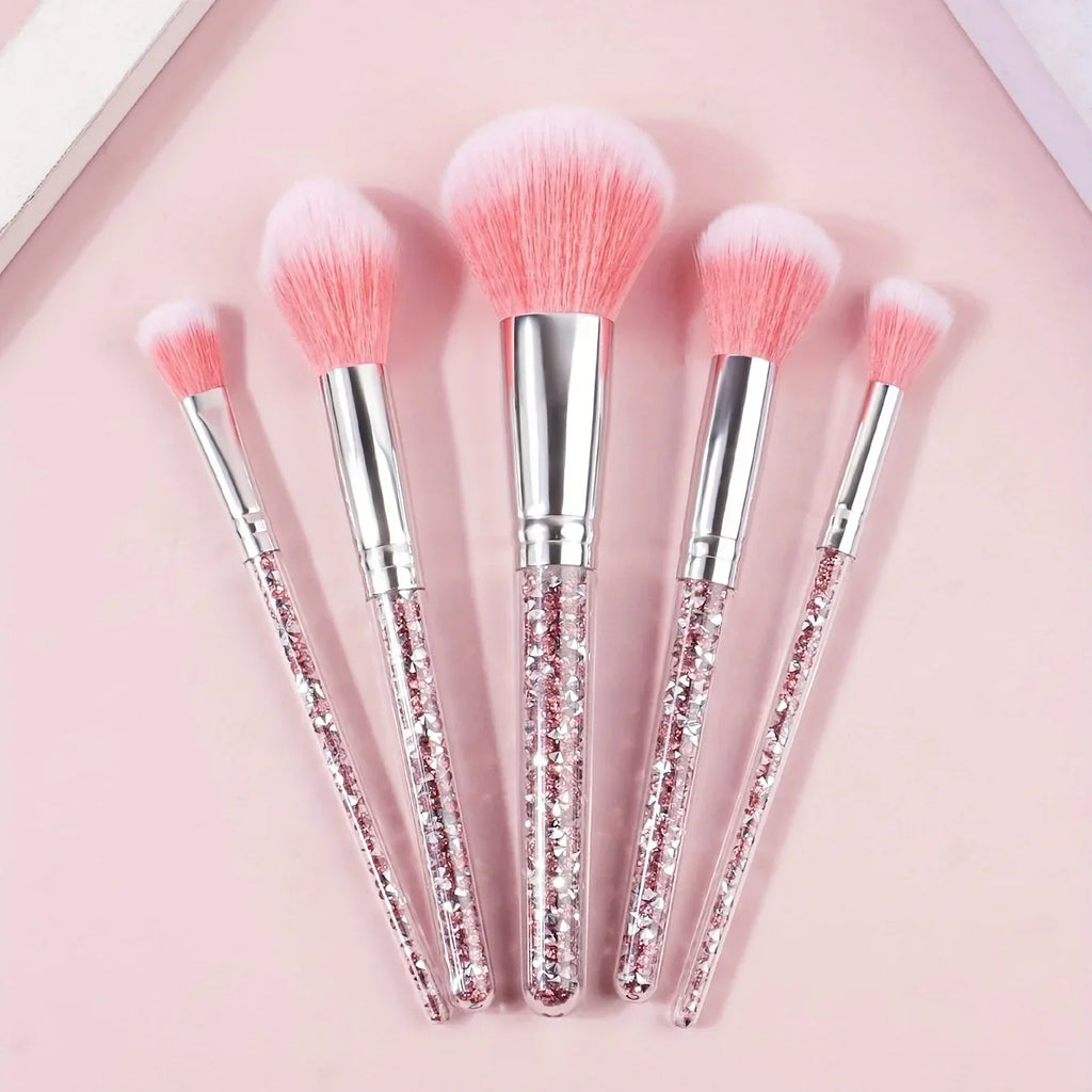 Glitter Rhinestone Handle Makeup Brush Set – Powder & Blush Makeup Brush Set Qme