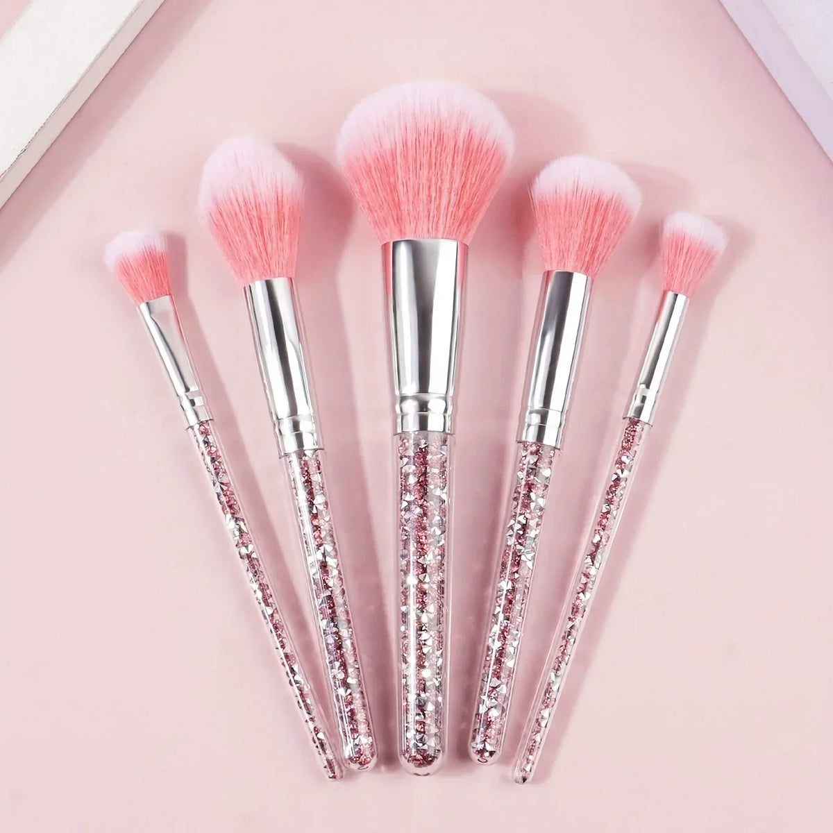 Glitter Rhinestone Handle Makeup Brush Set – Powder & Blush Makeup Brush Set Qme