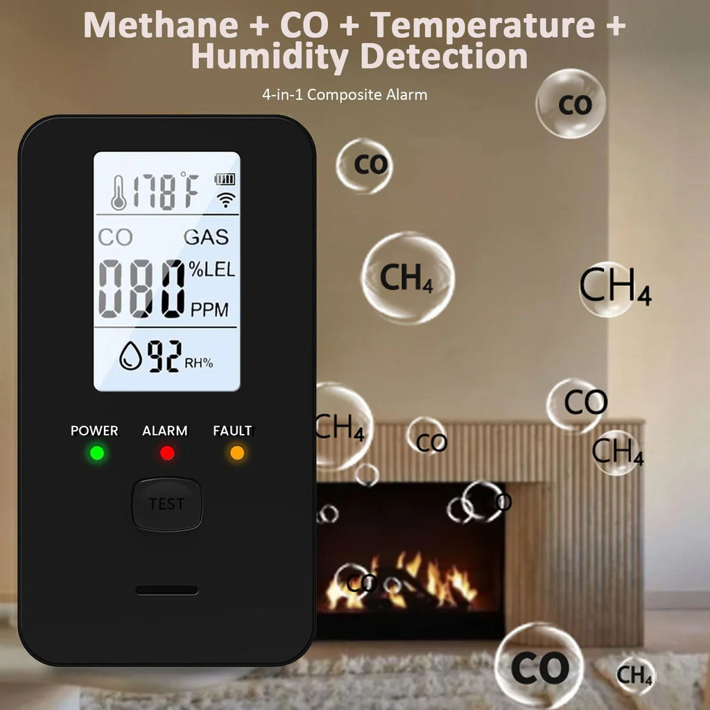 4-in-1 Gas & CO Alarm – Natural Gas, Propane, Methane Detector Gas & CO Alarm Detector Qme