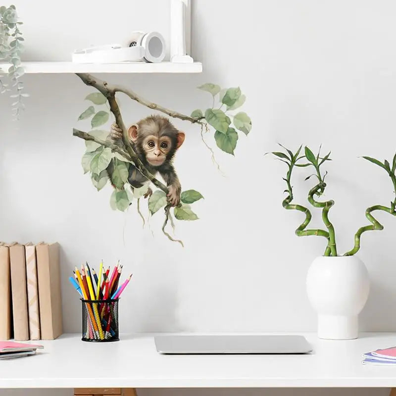 Cute Monkey Wall Sticker PVC Home Decor 30x30cm Wall Sticker Decal Qme