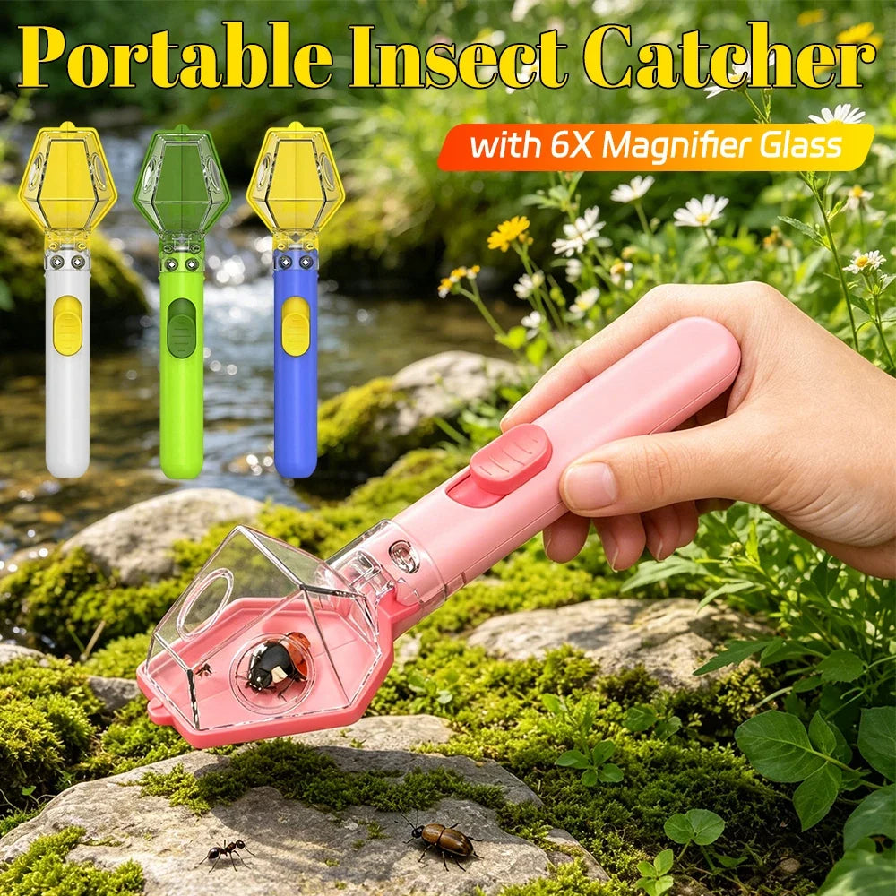 Kids Portable Insect Catcher Box with Dual Magnifying Lens Kids Bug Catcher Qme