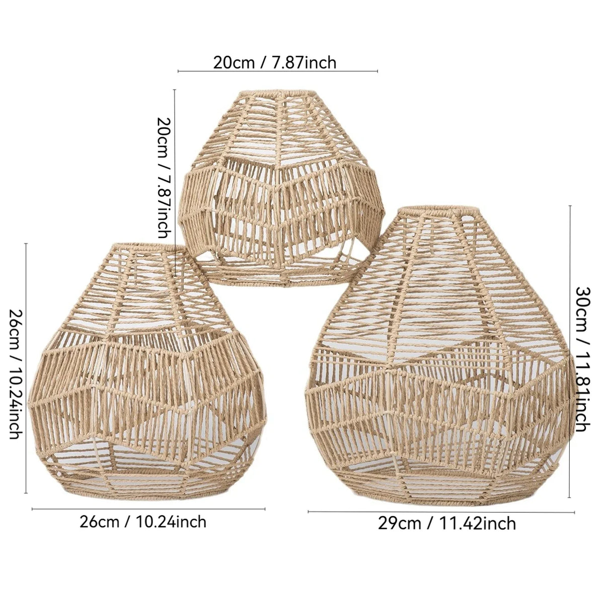 Woven Rattan-Inspired Vintage Pendant Lampshade | Boho Hanging Light Pendant Lampshade Qme